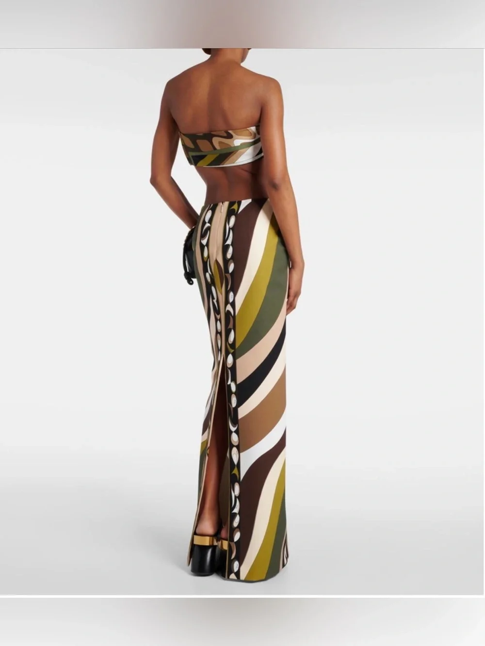 EUC Emilio Pucci Maxi Skirt in Khaki & Muschio Sz 42 IT (6US) - Picture 3 of 8